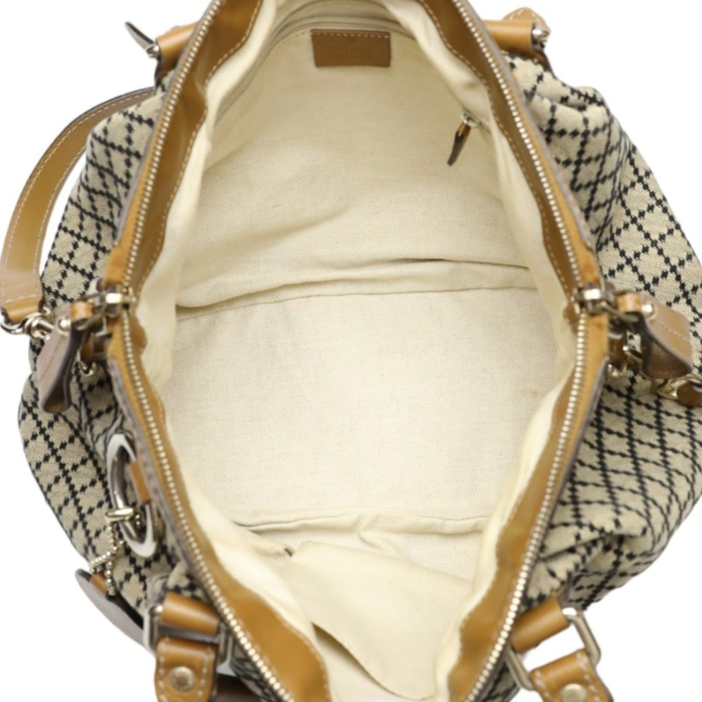 Gucci Beige Brown Canvas Shoulder Bag Tote Bag ( )