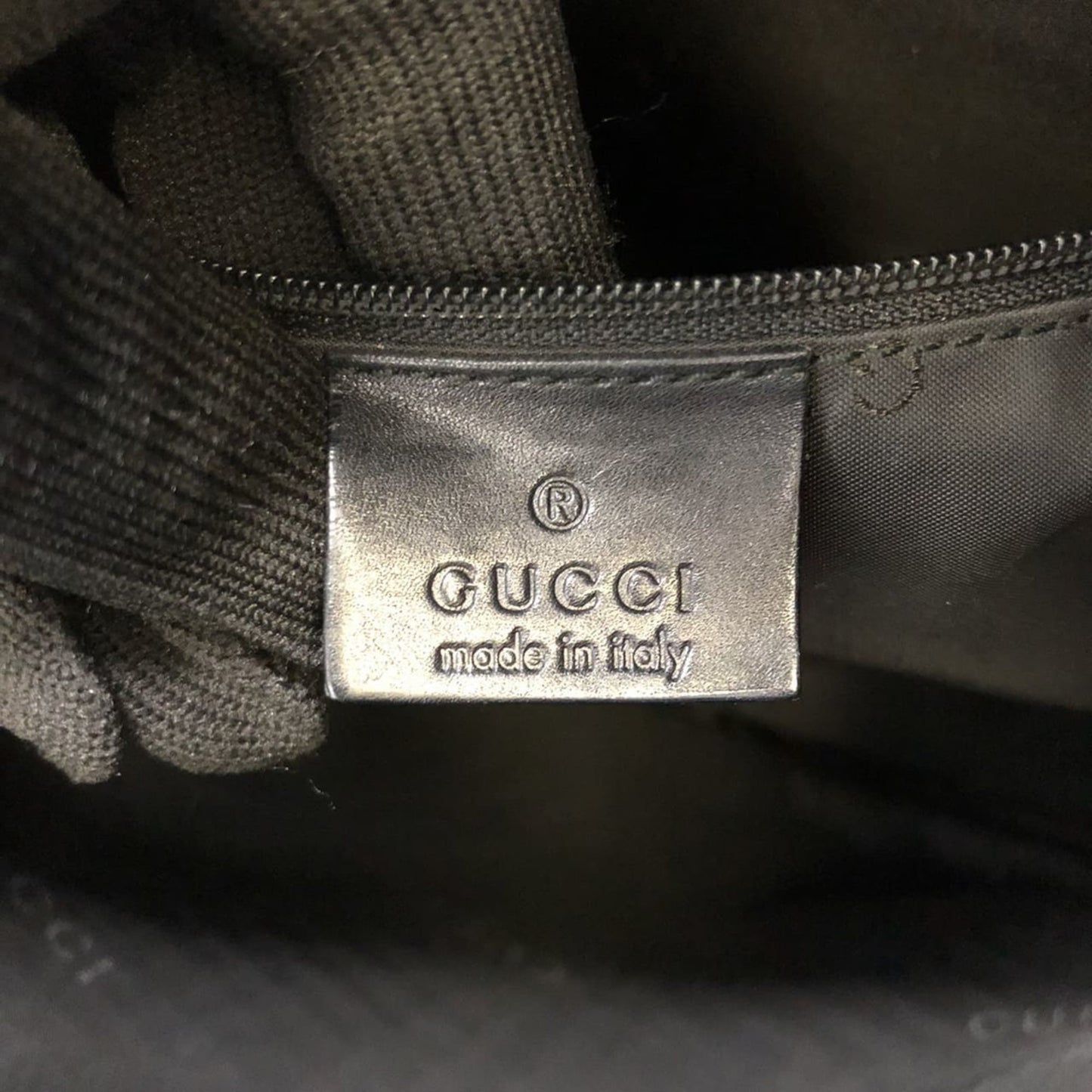 Gucci Black Bamboo Leather Handbag Shoulder Bag ( )