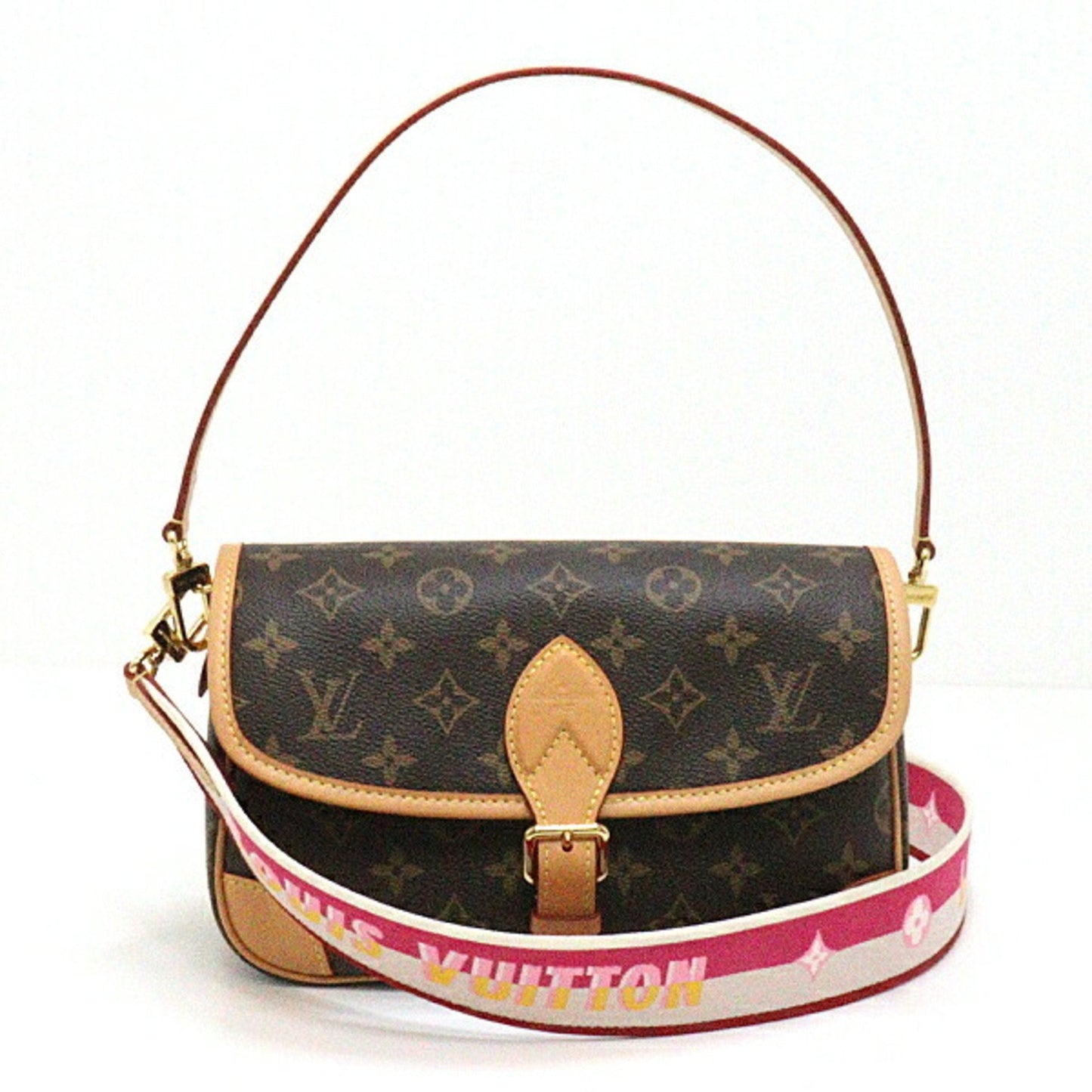 Louis Vuitton Diane NM PM Fuchsia Shoulder Bag Monogram Nume Leather