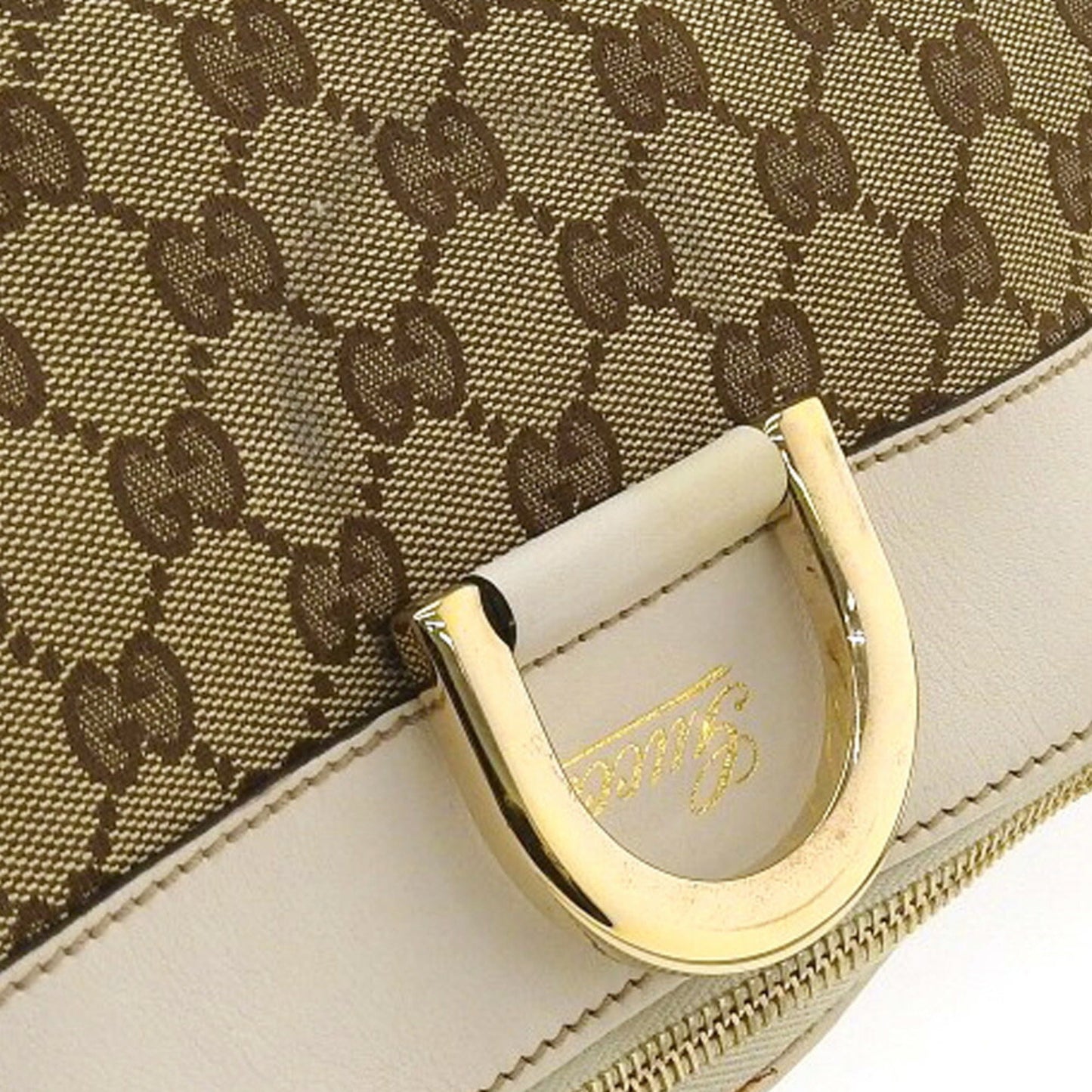Gucci Brown Leather Canvas Tote Style 44