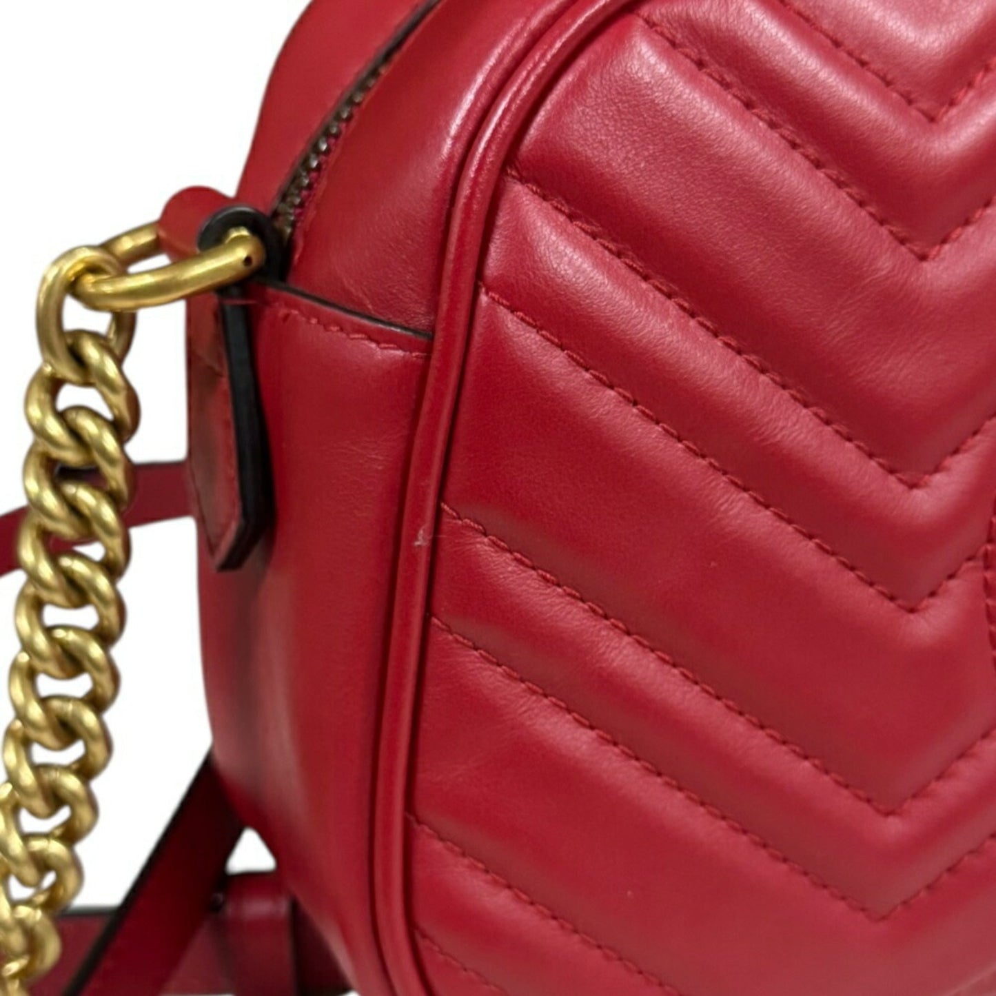 Gucci Gg Marmont Red Color Leather Shoulder Bag ( )