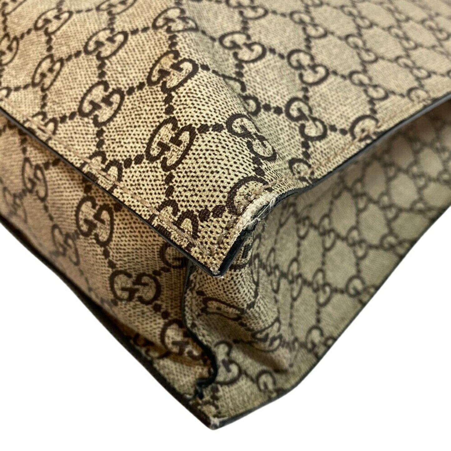 Gucci Beige Black Pvc Leather Tote Bag ( )