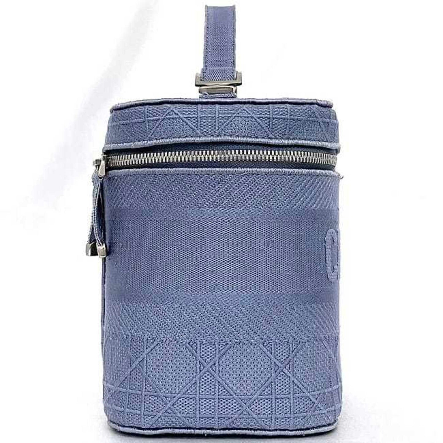 Christian Dior Light Blue Canvas Handbag Vanity Bag ()