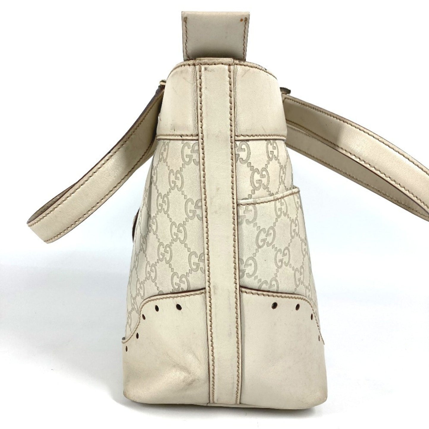 Gucci Off-White Leather Shoulder Bag Tote Bag ( )