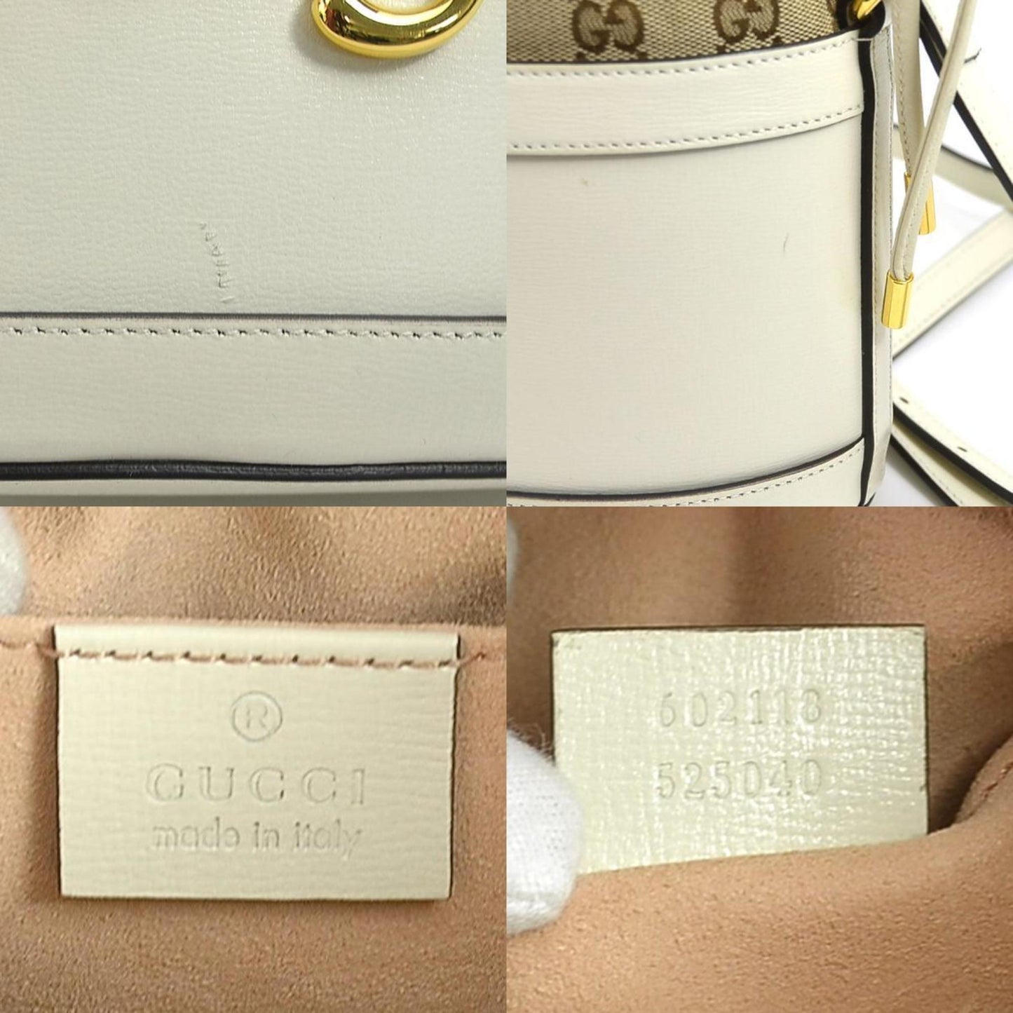 Gucci Ivory Gg Canvas Leather Shoulder Bag ( )