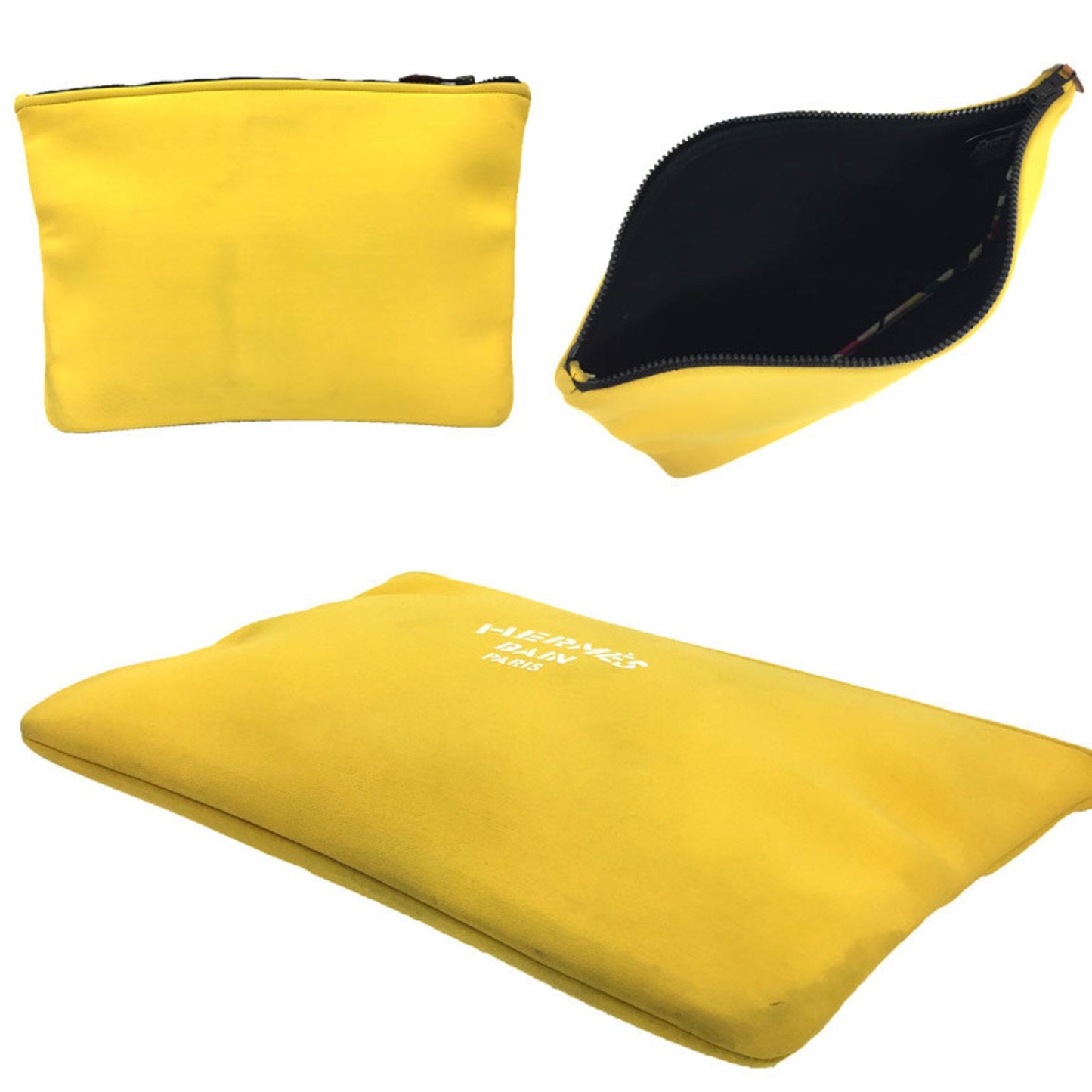 Hermes Yellow Polyamide Clutch Bag Pouch ( )
