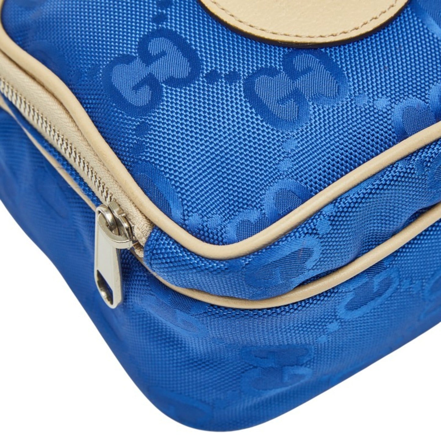 Gucci Blue Nylon Leather Handbag Shoulder Bag ( )