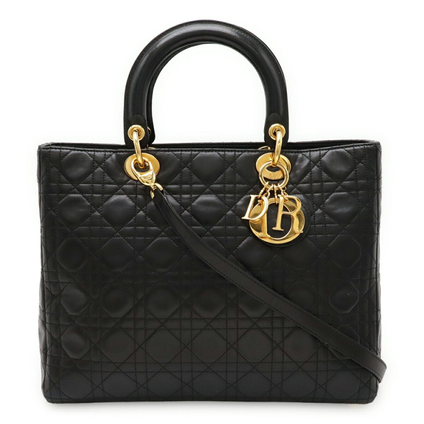 Christian Dior Black Leather Handbag Tote Bag ()