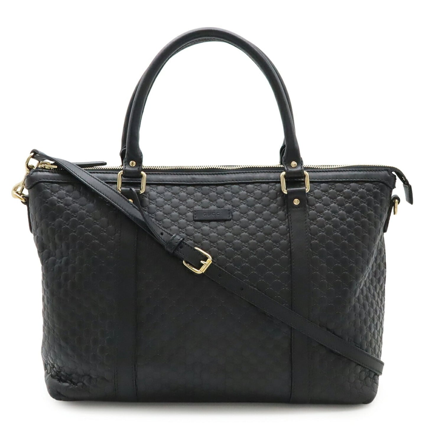 Gucci Black Micro Gg Leather Shoulder Bag Tote Bag ( )