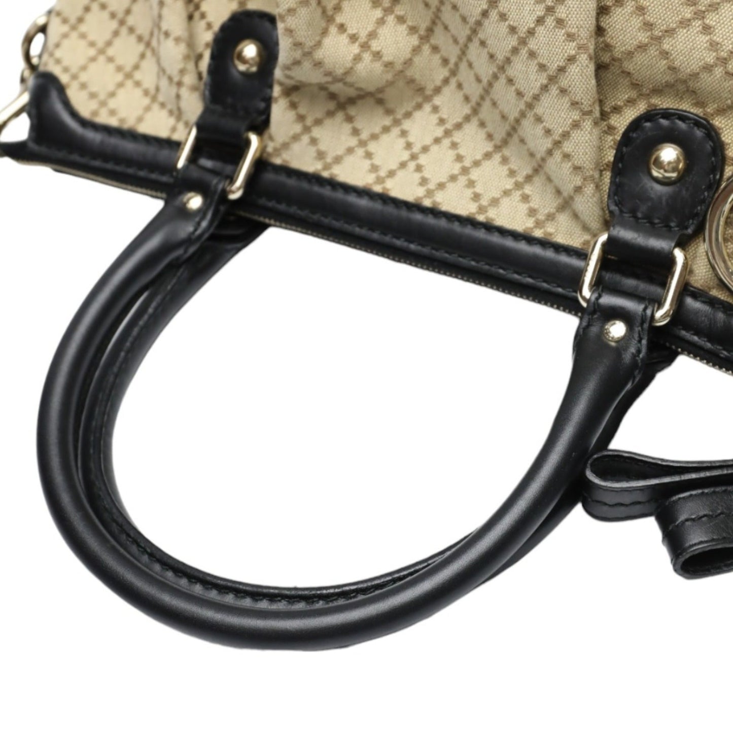 Gucci Beige Black Canvas Shoulder Bag ( )