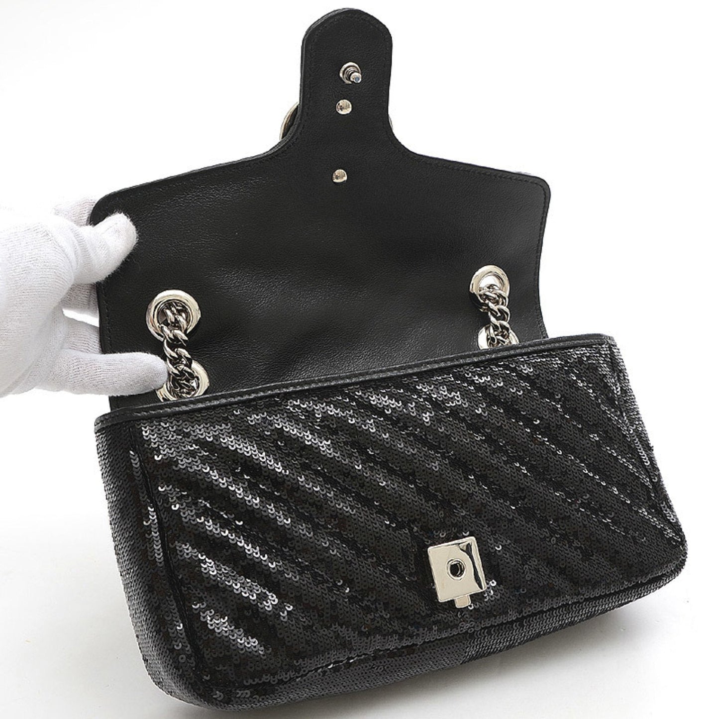 Gucci GG Marmont Black Leather Shoulder Bag Style 4