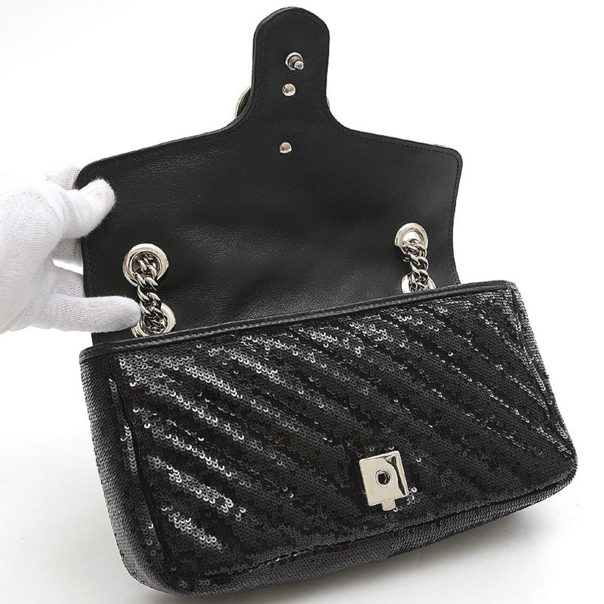 Gucci GG Marmont Black Leather Shoulder Bag Style 4