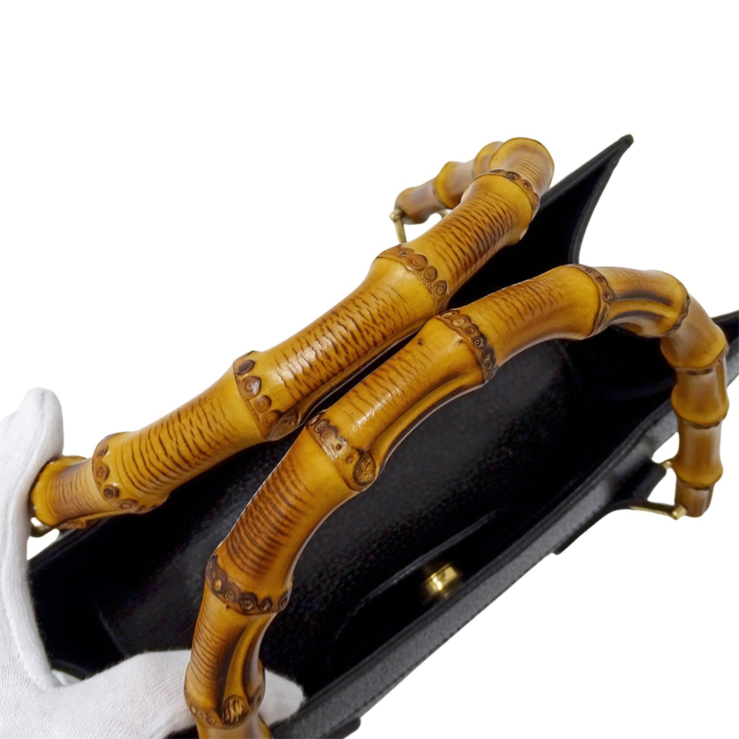 Gucci Black Leather Handbag Tote Bag ( )