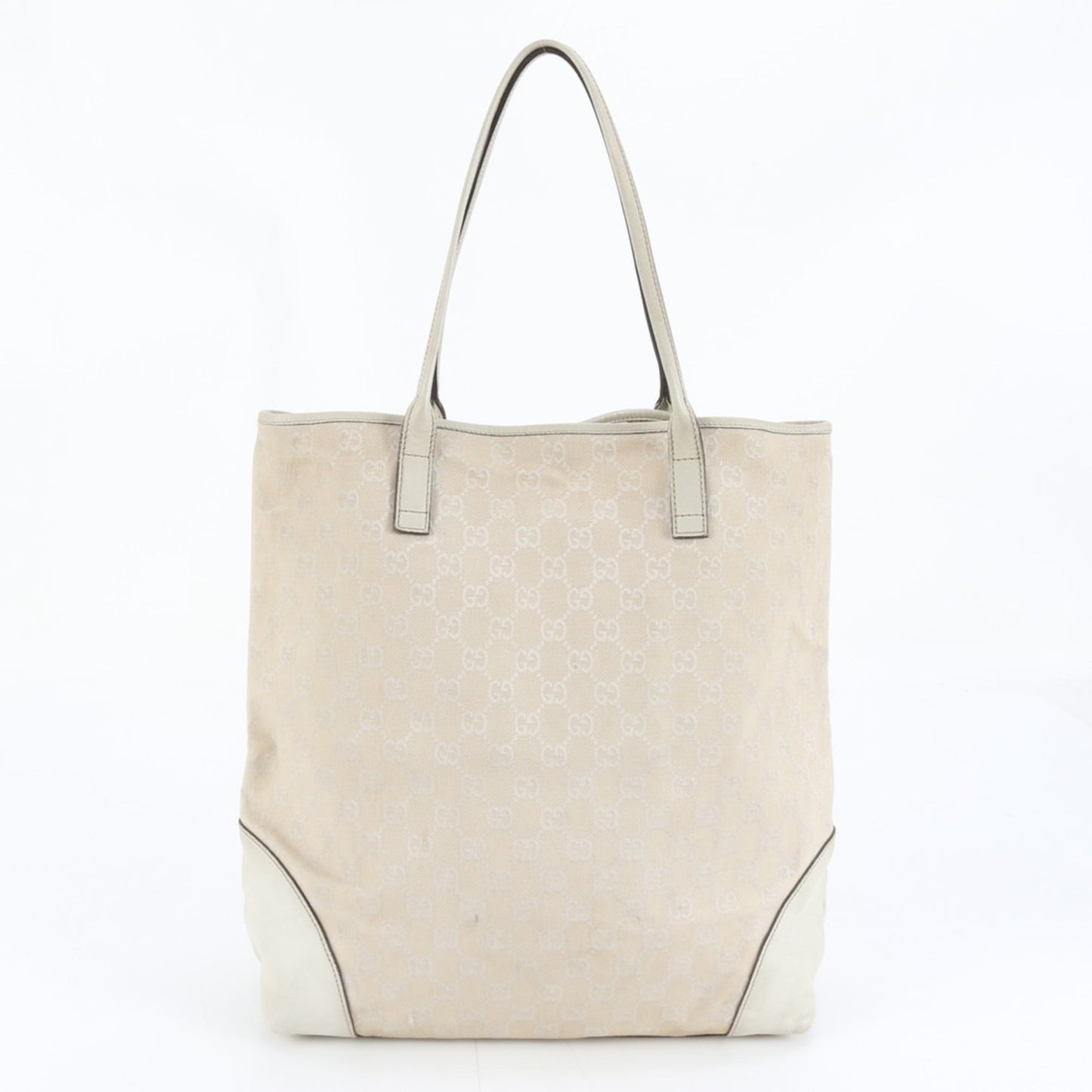 Gucci Beige Leather Canvas Tote Bag ( )
