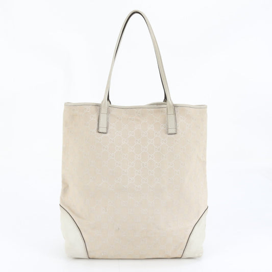 Gucci Beige Leather Canvas Tote Bag ( )