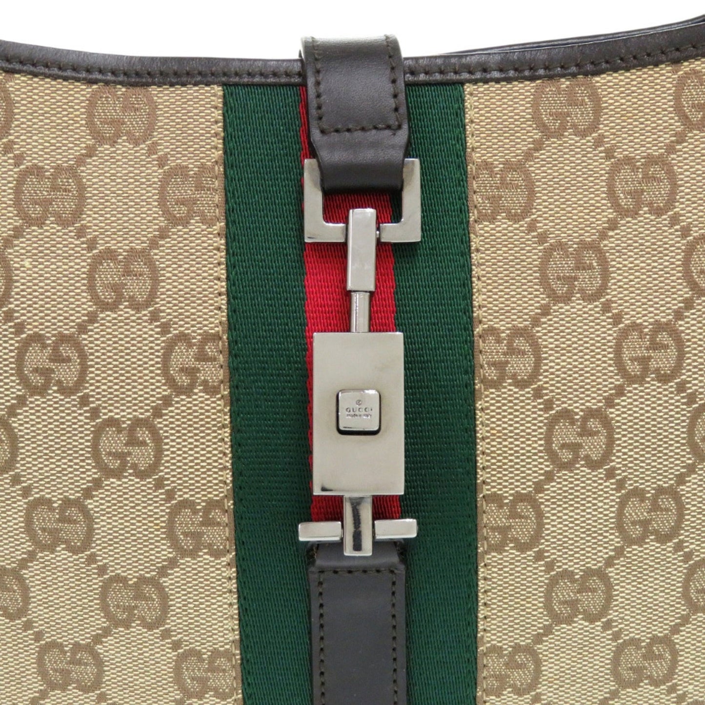 Gucci Beige Black Brown Gg Canvas Leather Shoulder Bag ( )