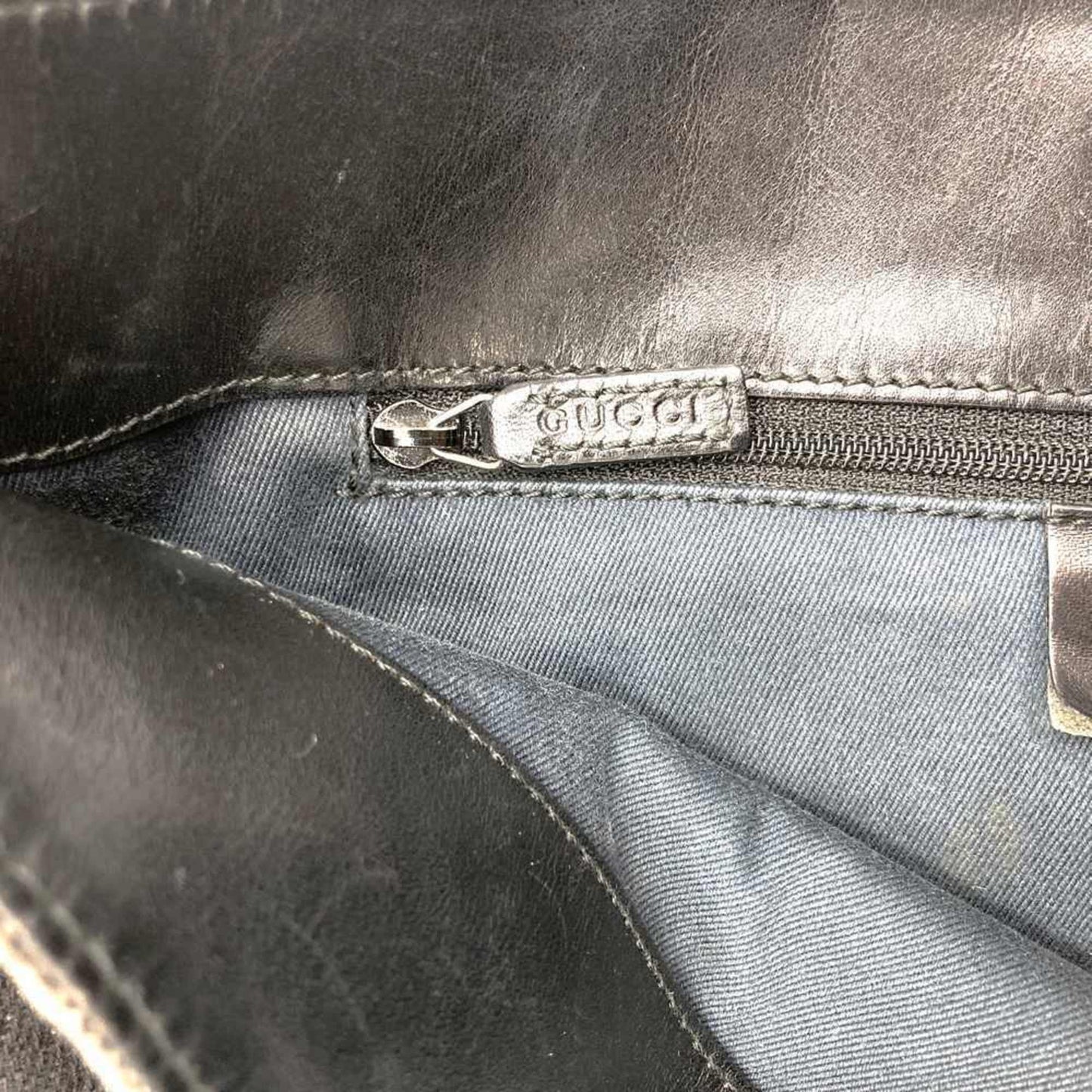 Gucci Black Denim Leather Shoulder Bag ( )