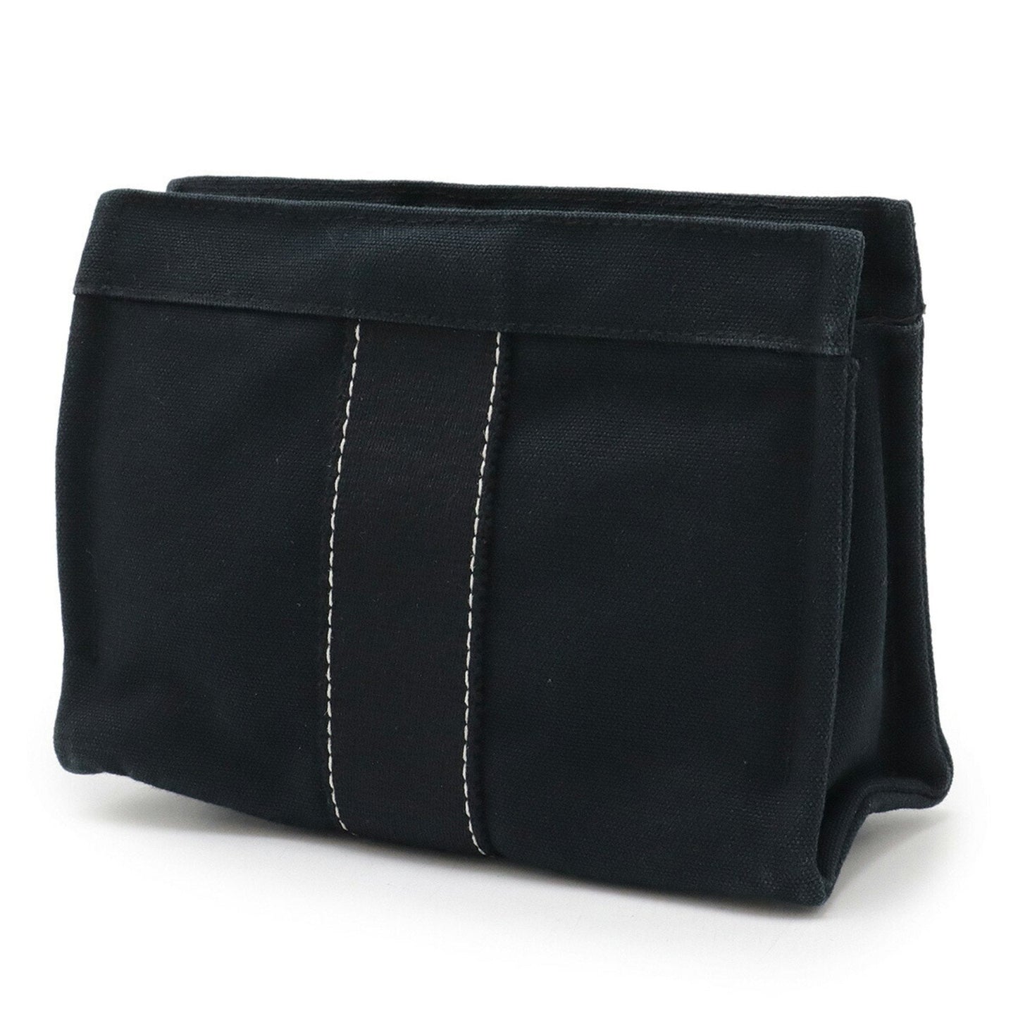 Hermes Deauville Black Canvas Leather Pouch ( )