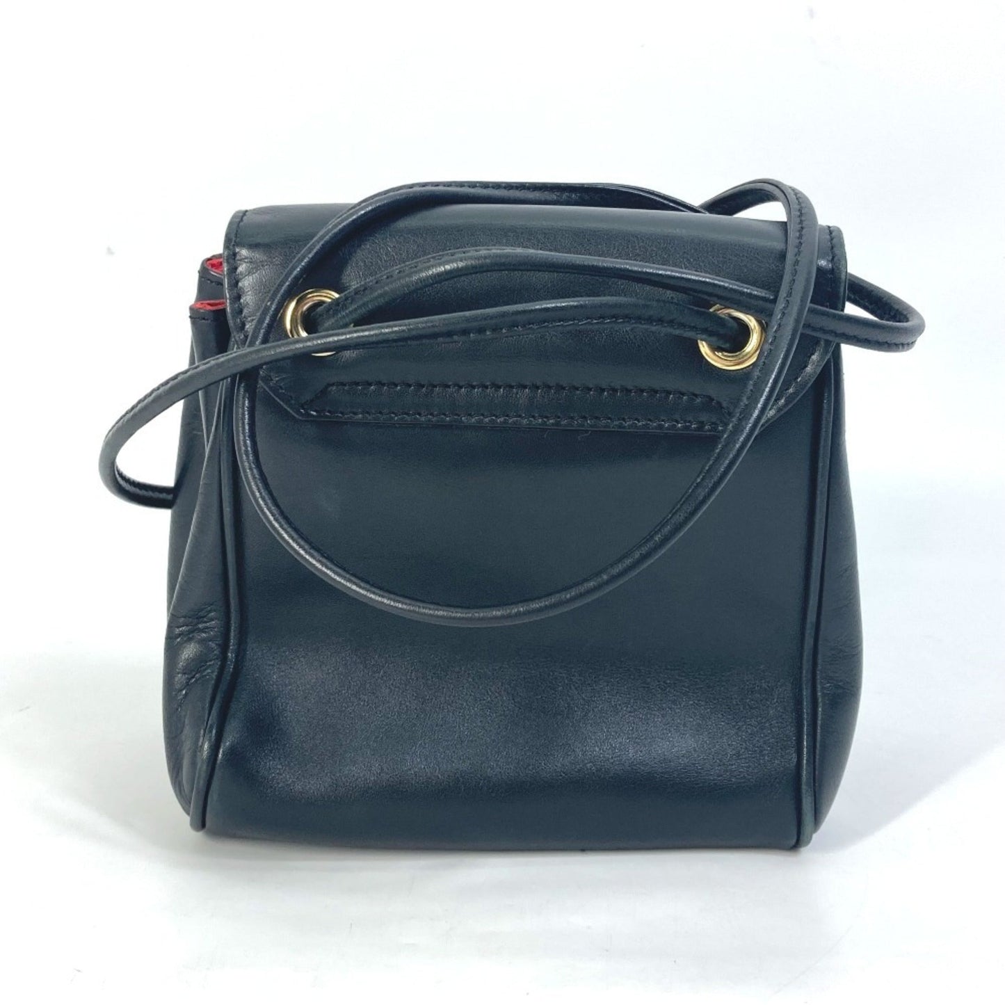 Christian Dior Black Red Color Leather Pochette Shoulder Bag ()