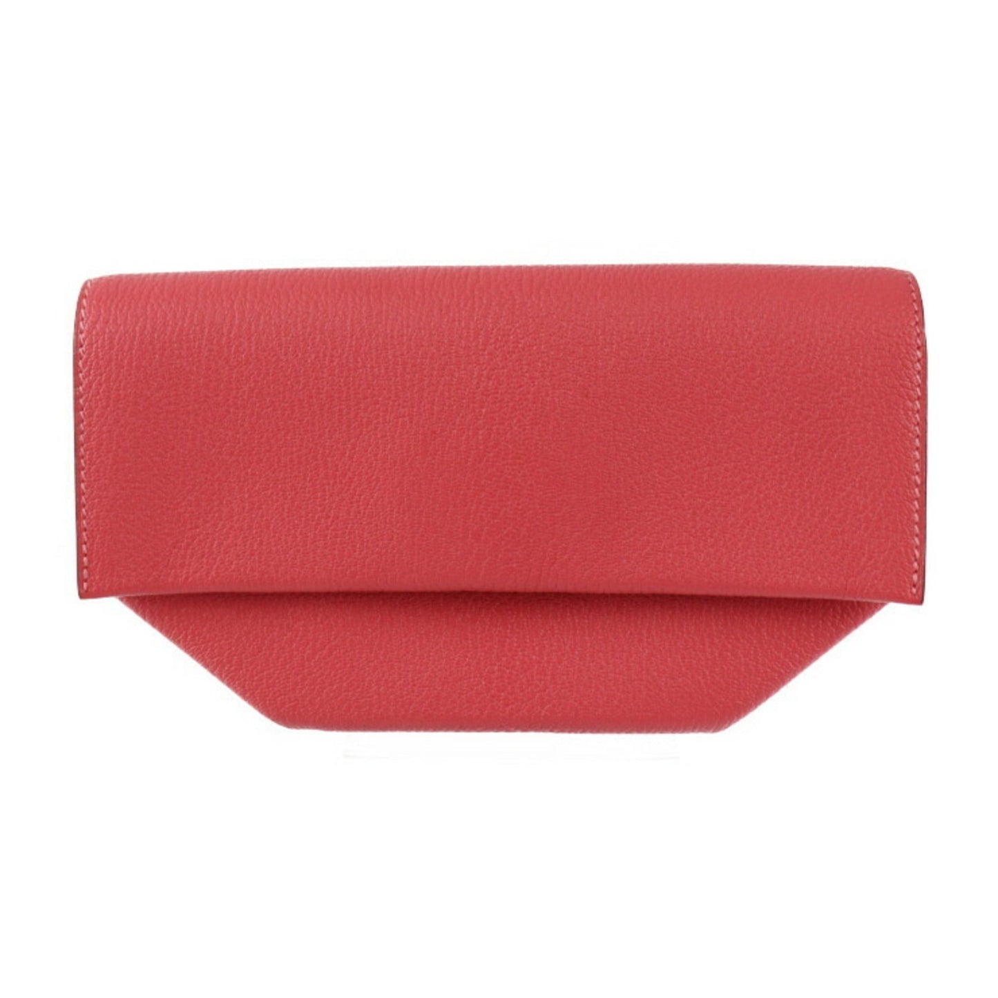 Hermes Sellier Silver Chevre Leather Clutch Bag Handbag Pouch ( )