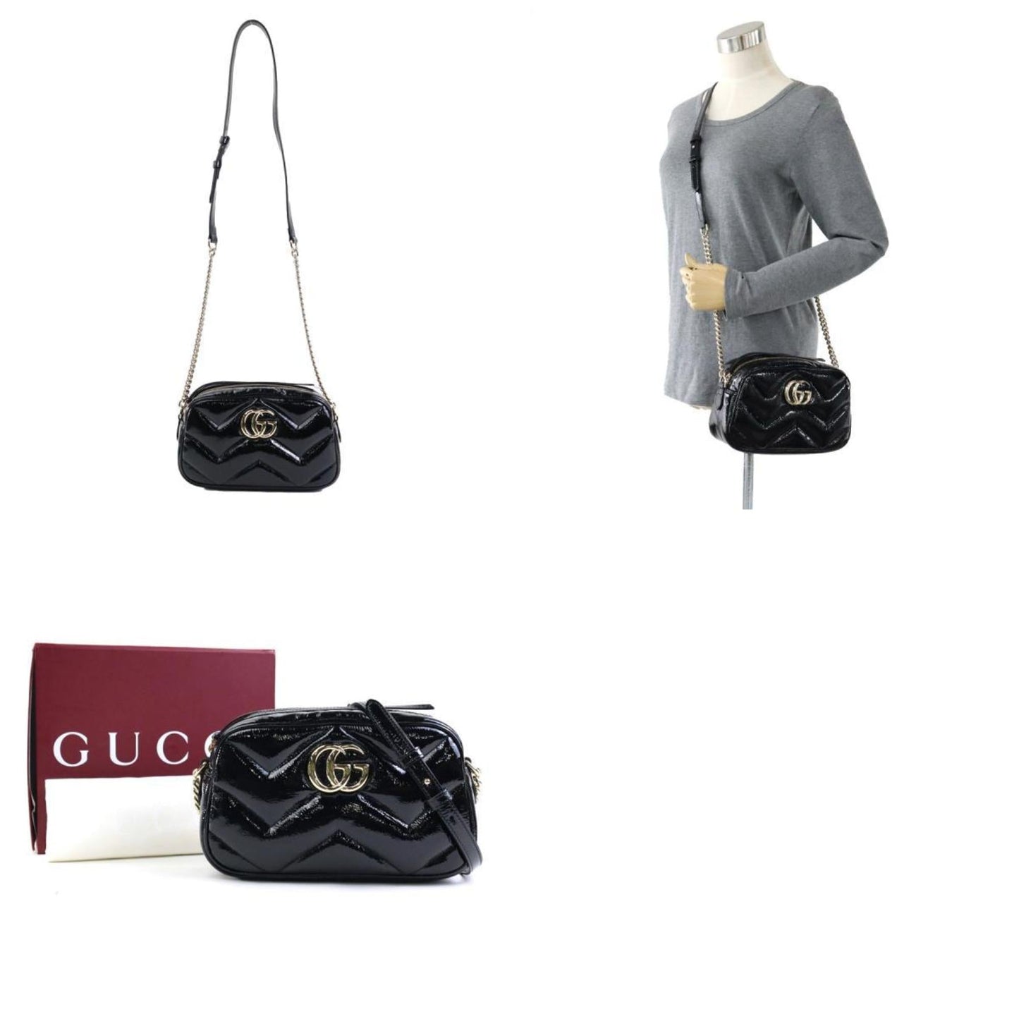 Gucci Black Patent Leather Shoulder Bag ( )
