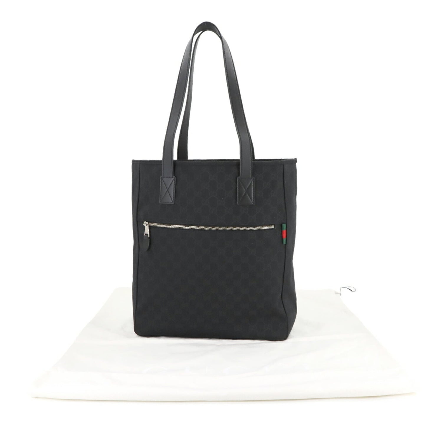 Gucci Black Gg Canvas Leather Tote Bag ( )