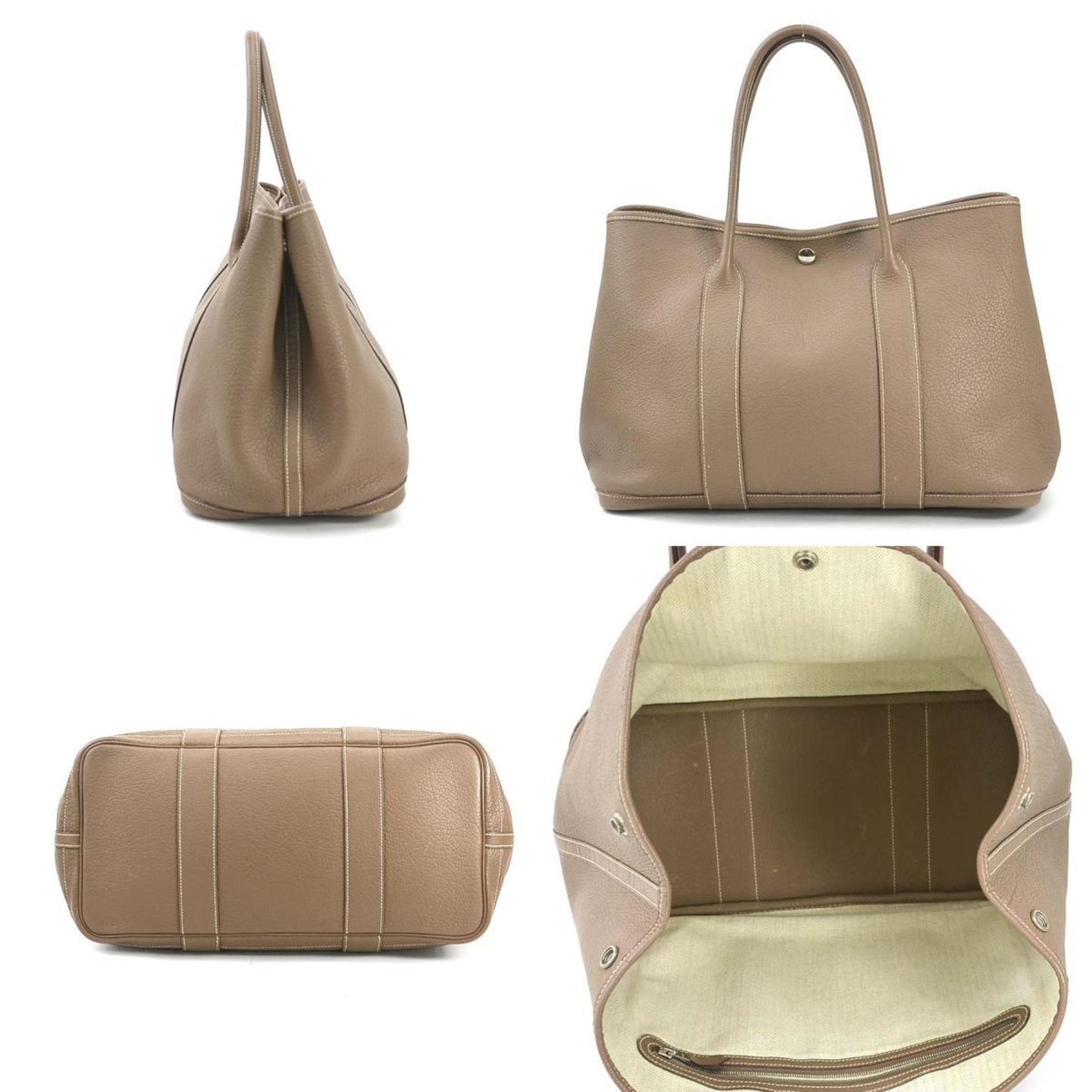 Hermes Etoupe Gray Leather Handbag Tote Bag ( )
