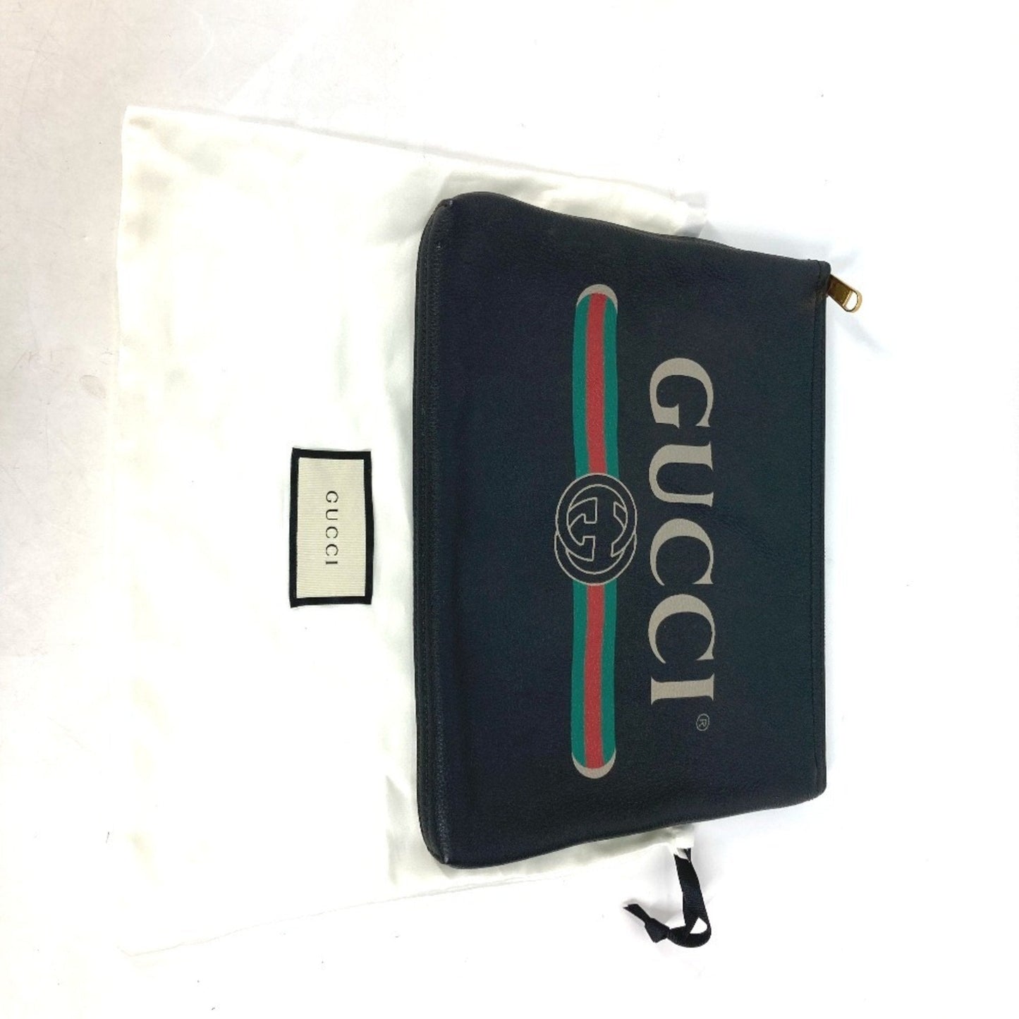 Gucci Black Leather Clutch Bag Pouch ( )