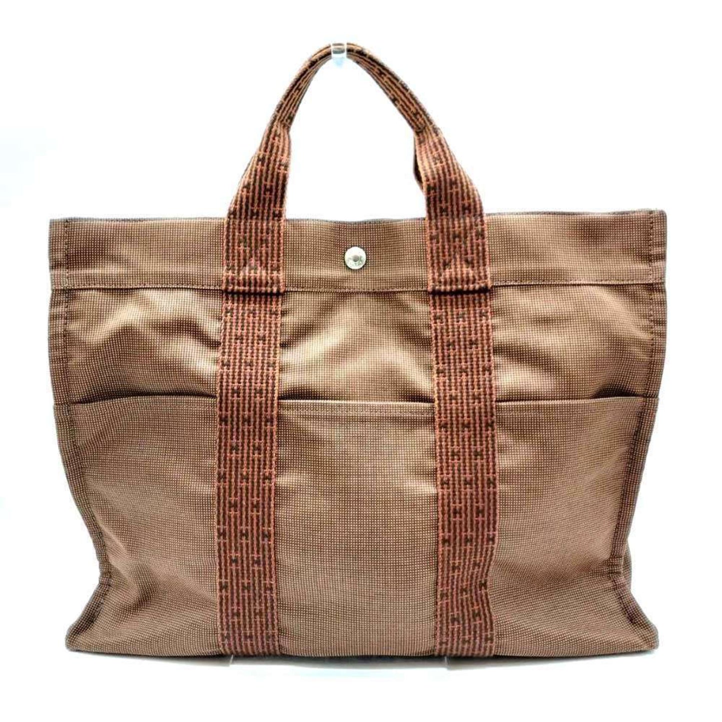 Hermes Her Line Brown Canvas Handbag Tote Bag ( )