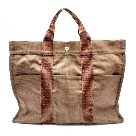 Hermes Her Line Brown Canvas Handbag Tote Bag ( )