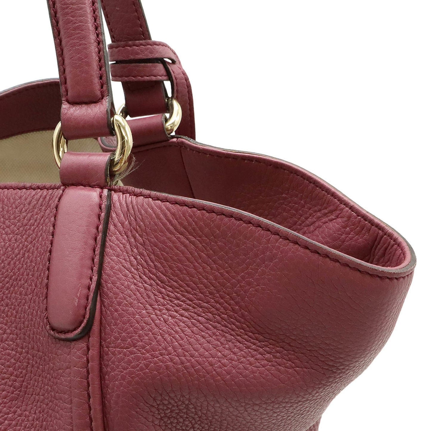Gucci Pink Purple Leather Shoulder Bag Tote Bag ( )