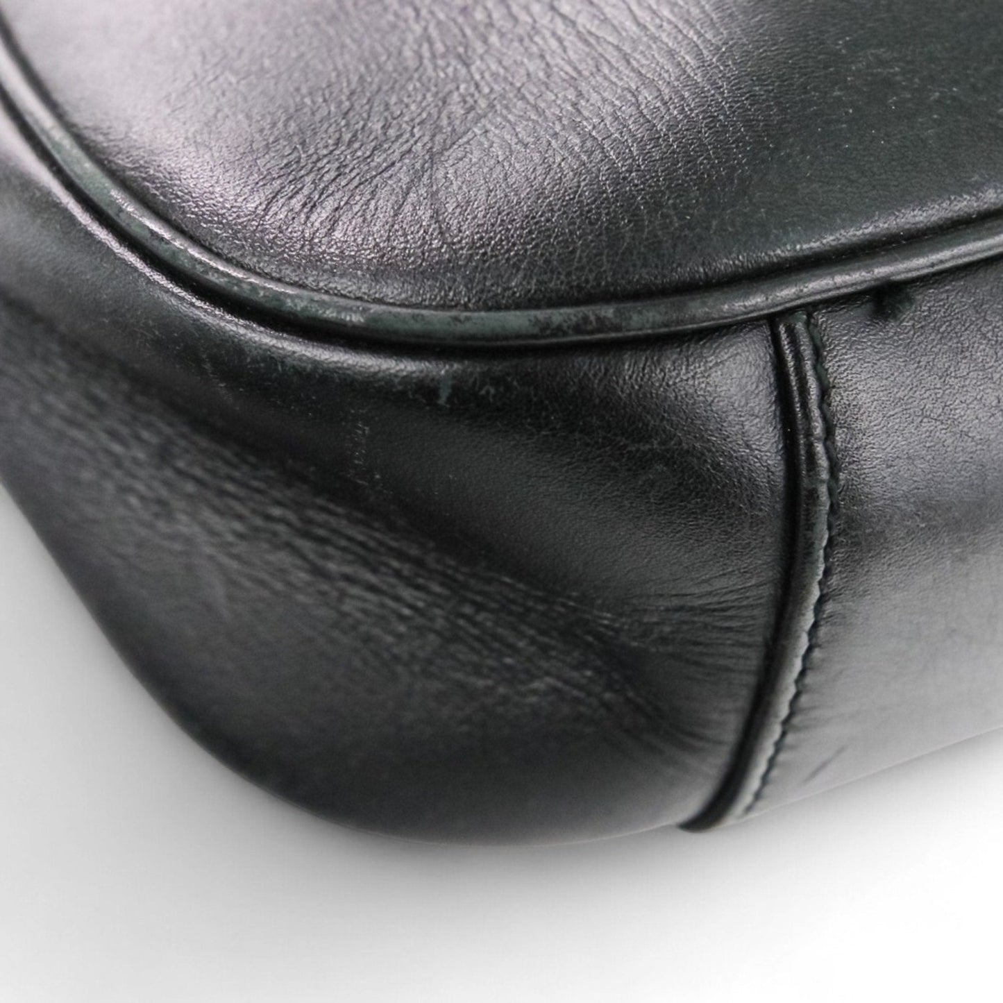 Gucci Black Leather Gg Canvas Handbag Shoulder Bag ( )