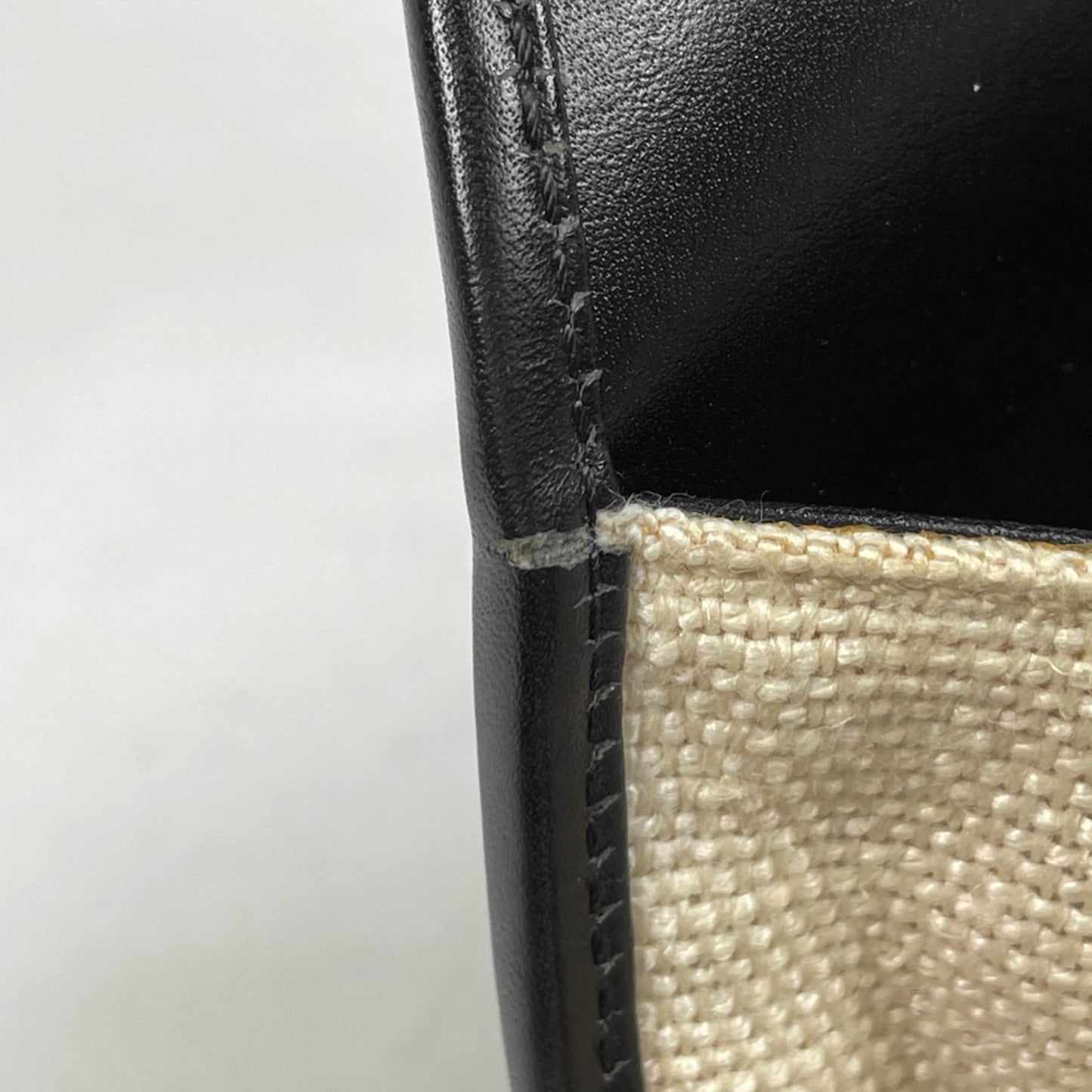 Gucci Black Ivory Fabric Leather Handbag Shoulder Bag ( )