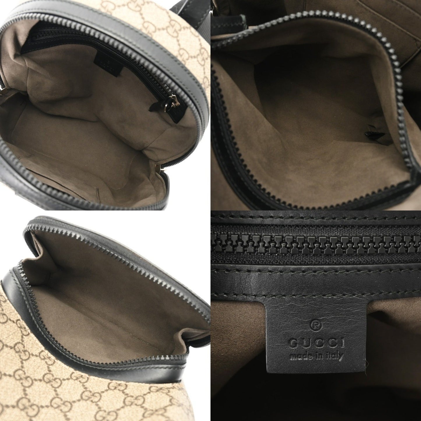 Gucci Beige Gg Supreme Canvas Leather Backpack ( )