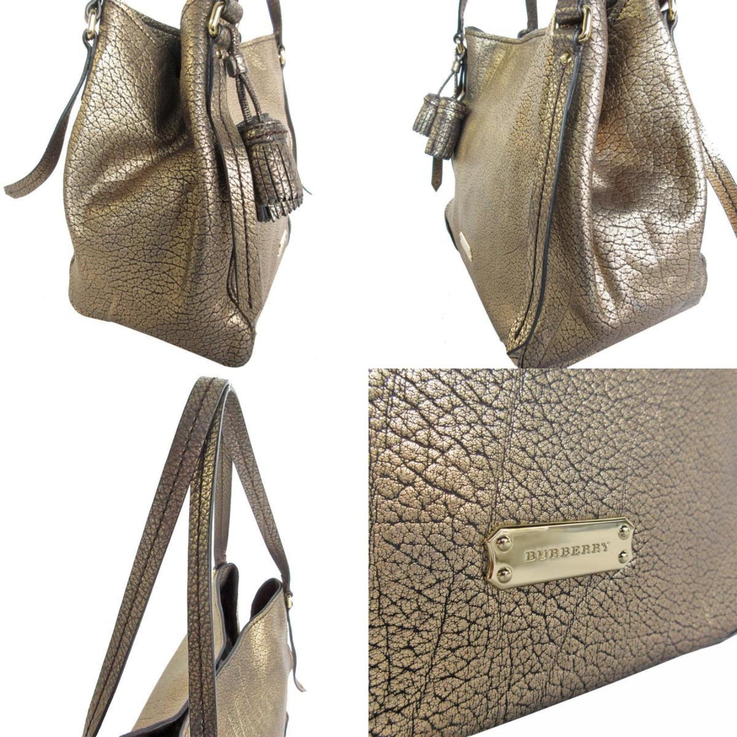 Burberry Gold Leather Shoulder Bag ( )