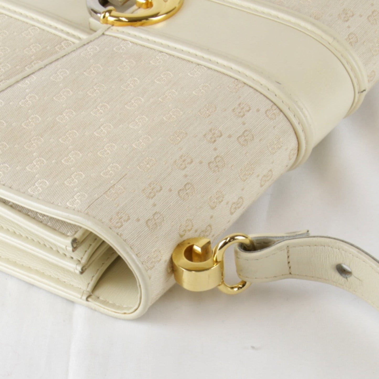 Gucci Microguccissima White Canvas Leather Shoulder Bag ( )