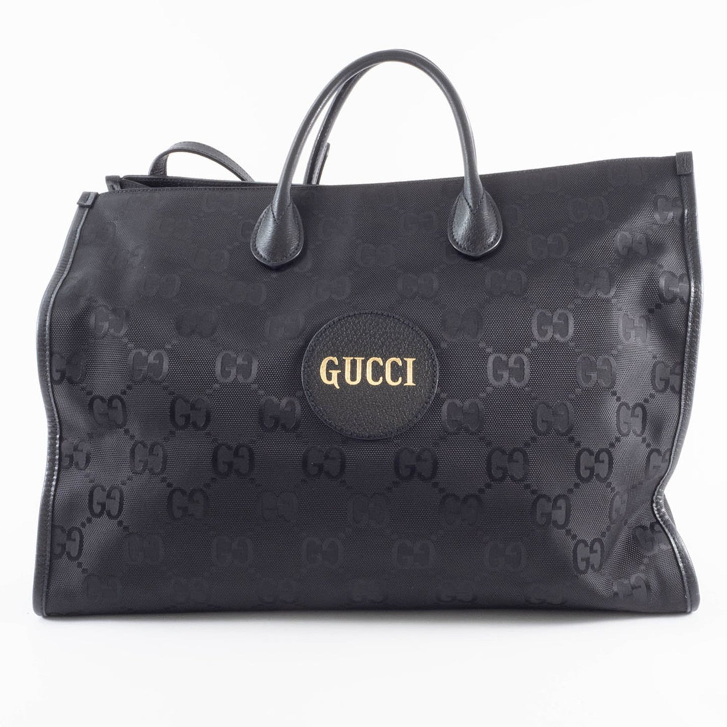 Gucci Black Nylon Leather Tote Bag ( )