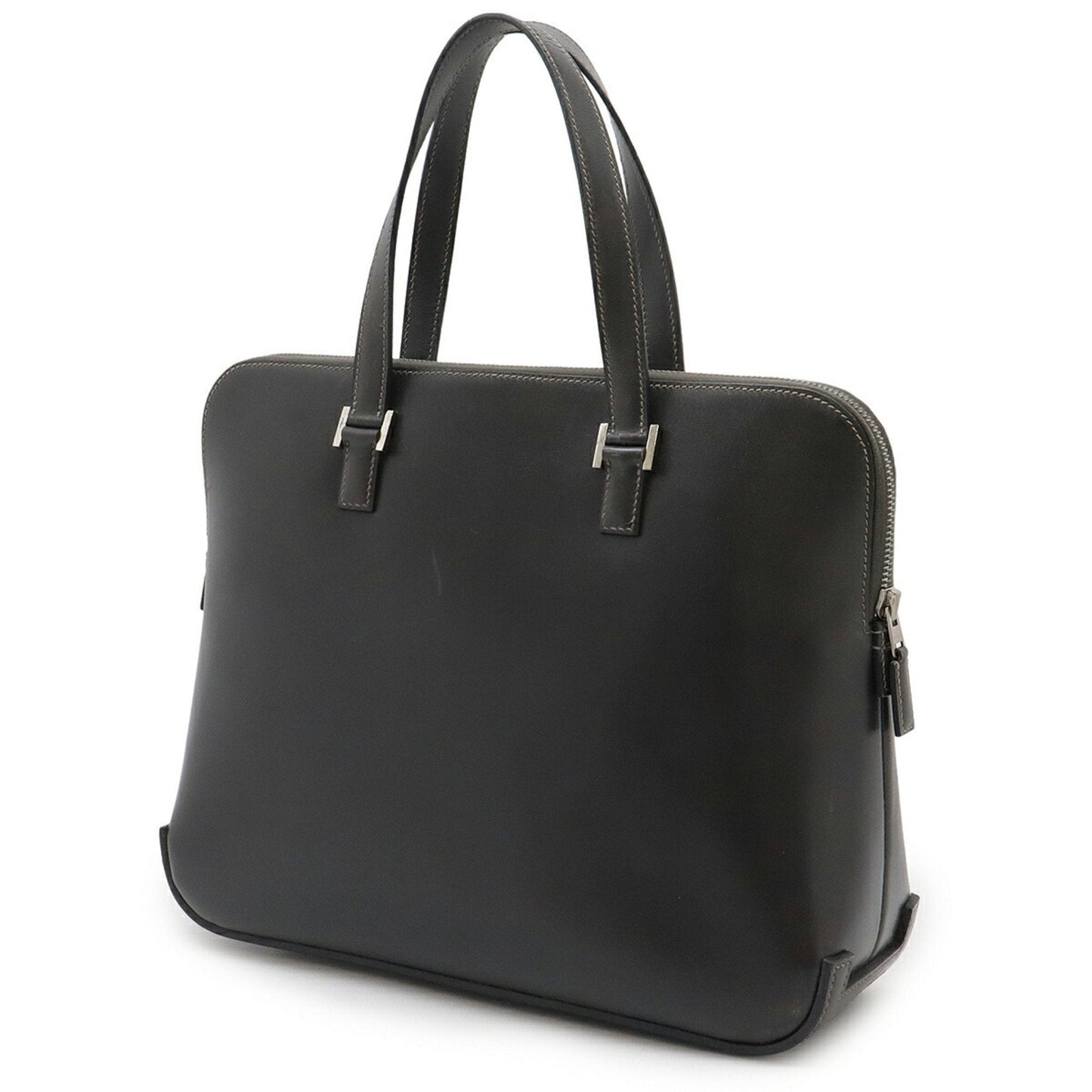 Hermes Dark Gray Box Calf Leather Handbag Tote Bag ( )