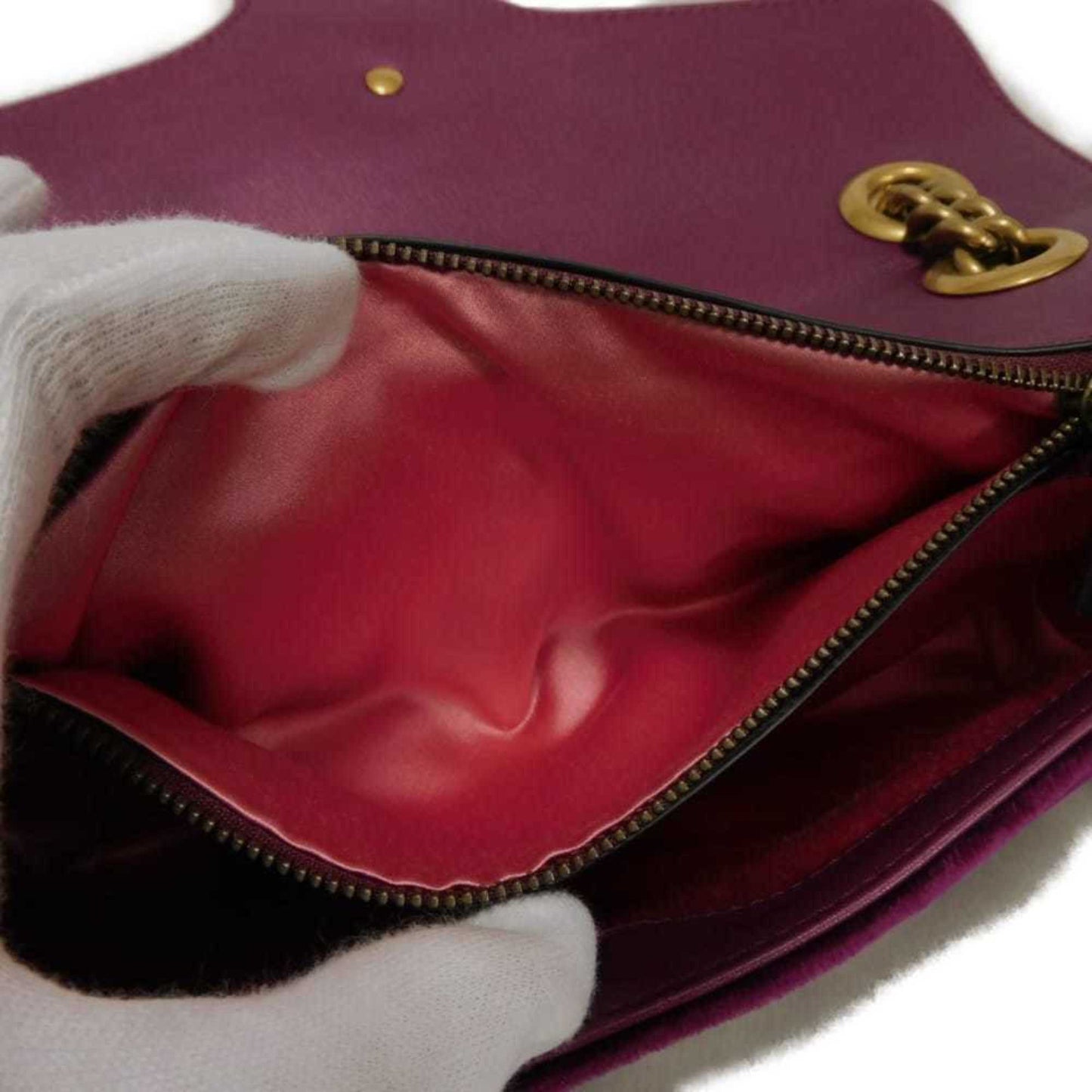 Gucci Purple Velvet Shoulder Bag ( )
