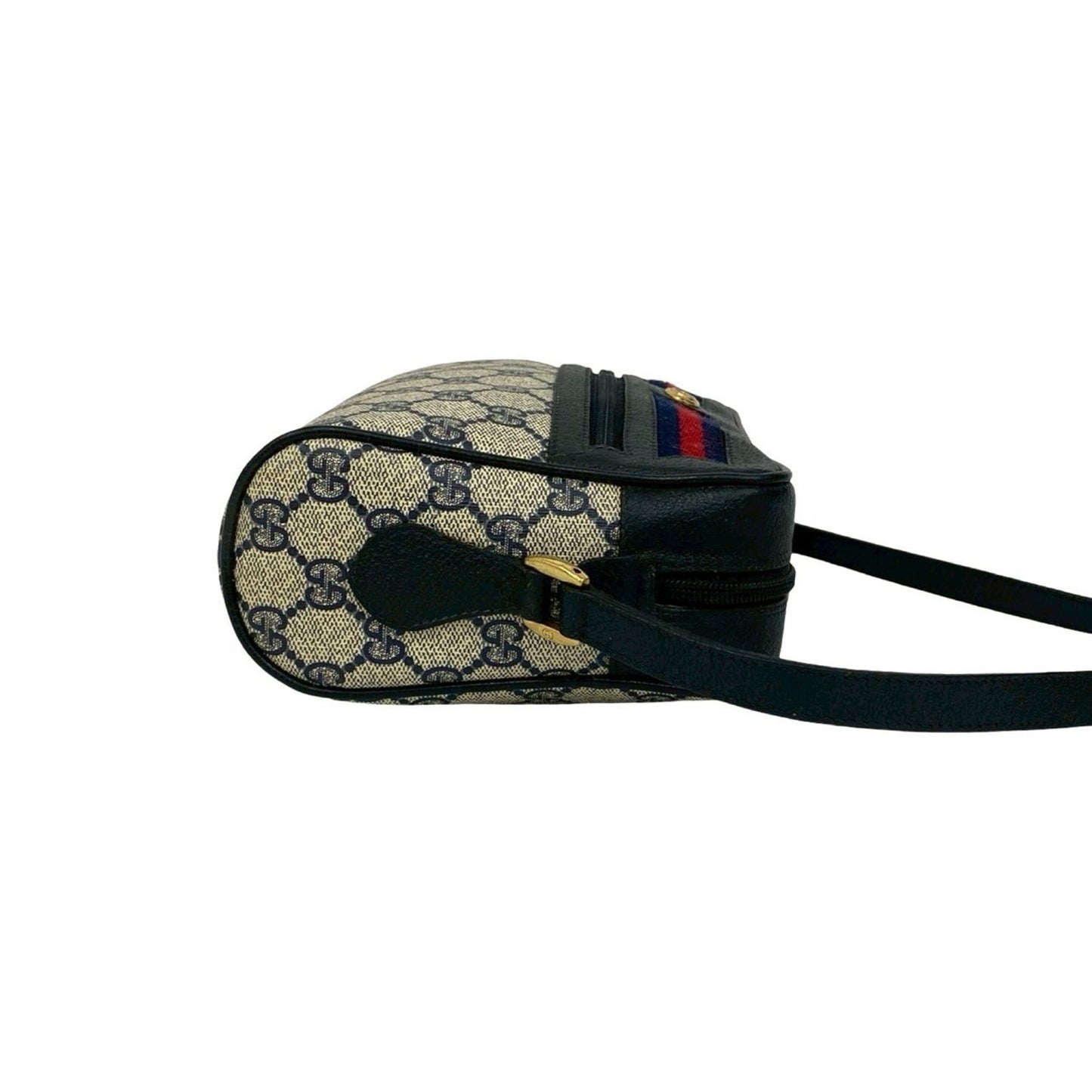 Gucci Navy Red Color Leather Pvc Pochette Shoulder Bag ( )