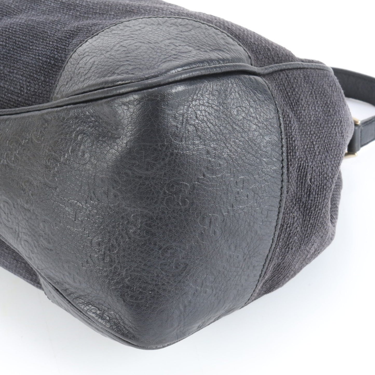 Gucci Black Leather Canvas Shoulder Bag ( )