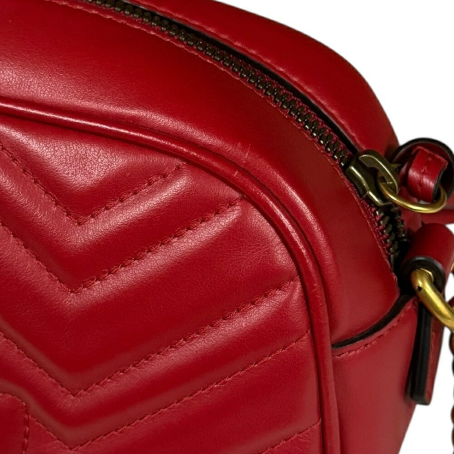 Gucci Gg Marmont Red Color Leather Shoulder Bag ( )