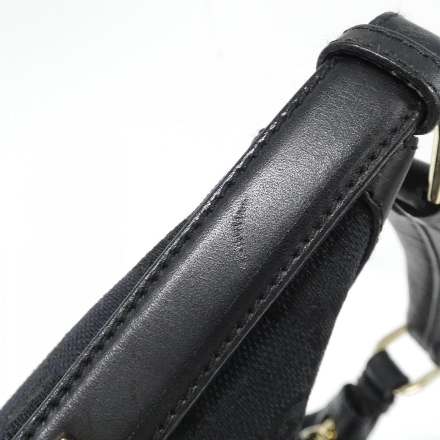 Gucci Black Gg Canvas Leather Shoulder Bag ( )