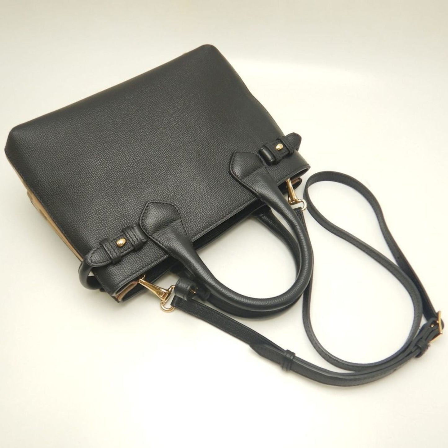 Burberry Black Leather Canvas Handbag ( )