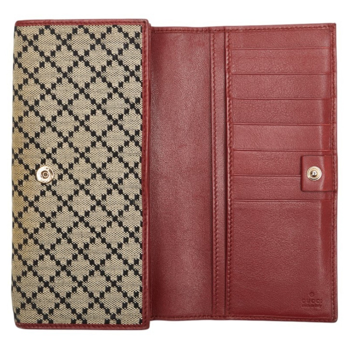 Gucci Beige Red Color Canvas Leather Long Wallet (Bi-Fold) ( )