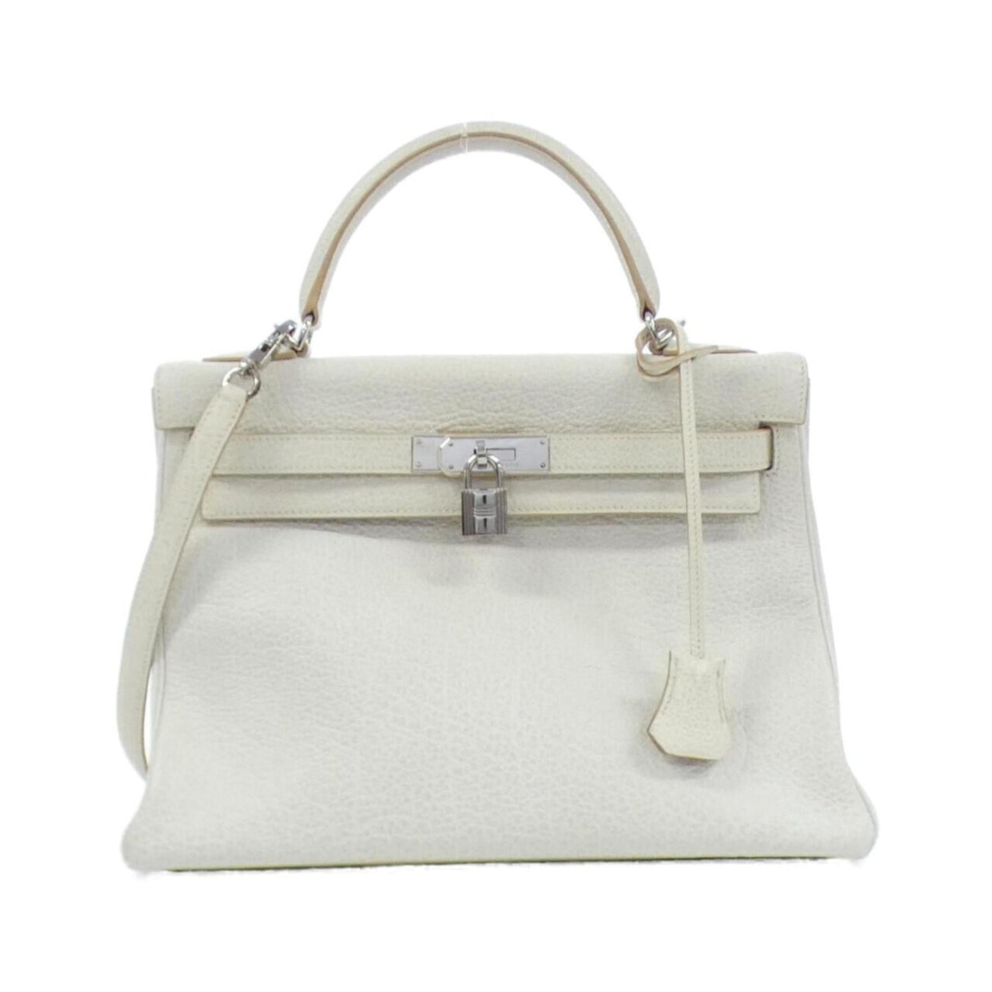 Hermes Kelly Beige White Handbag ( )