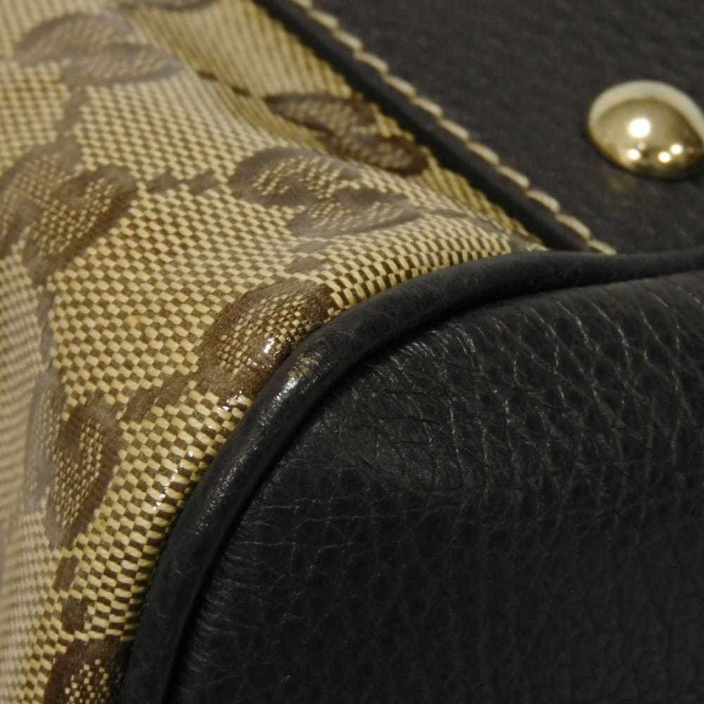 Gucci Beige Brown Gg Crystal Canvas Vinyl Coated Canvas Shoulder Bag Tote Bag ( )