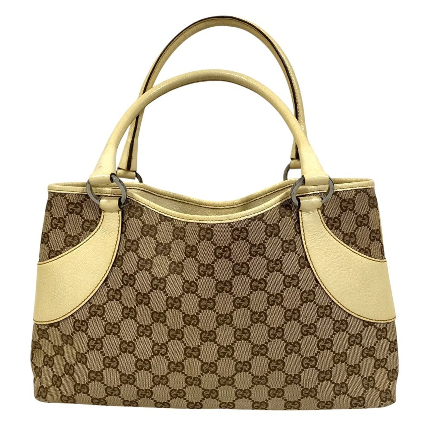 Gucci Beige Gg Canvas Leather Handbag ( )
