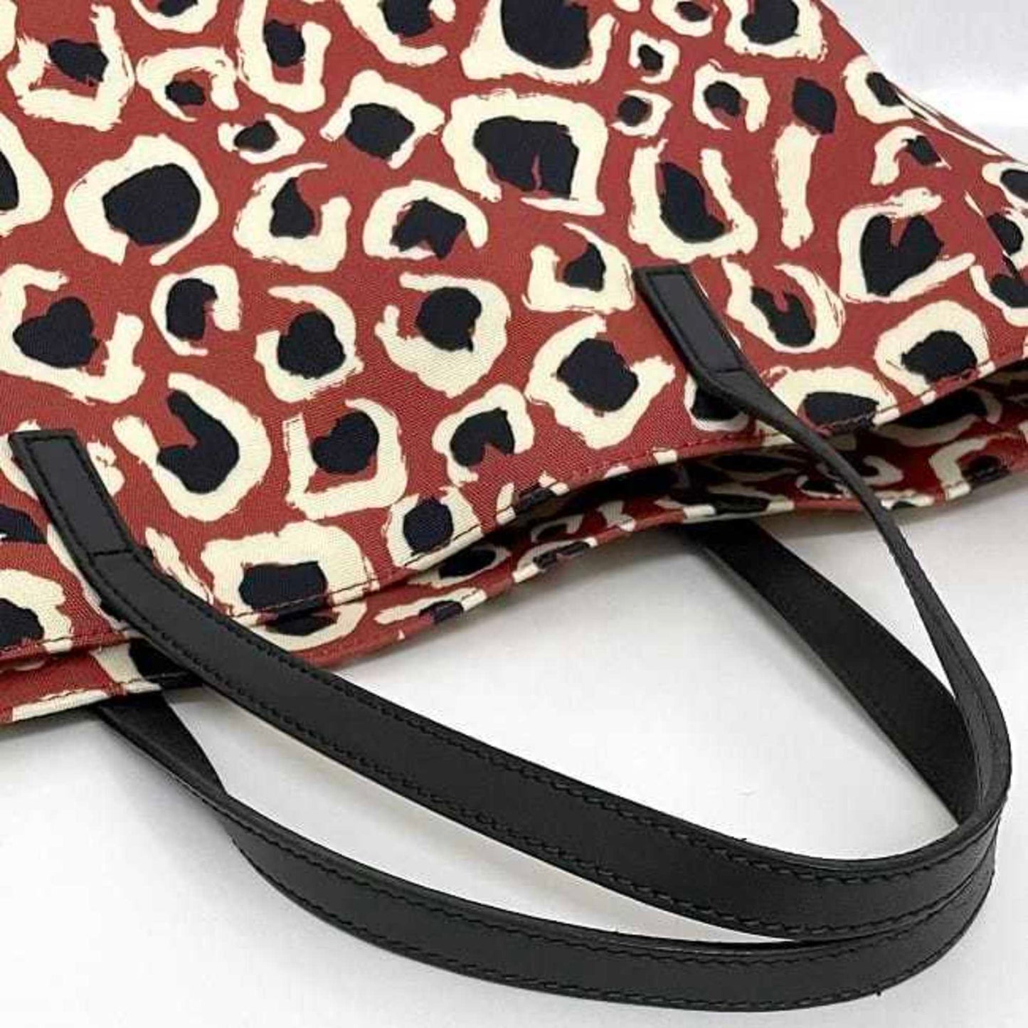 Gucci Black Red Color Canvas Leather Handbag Tote Bag ( )