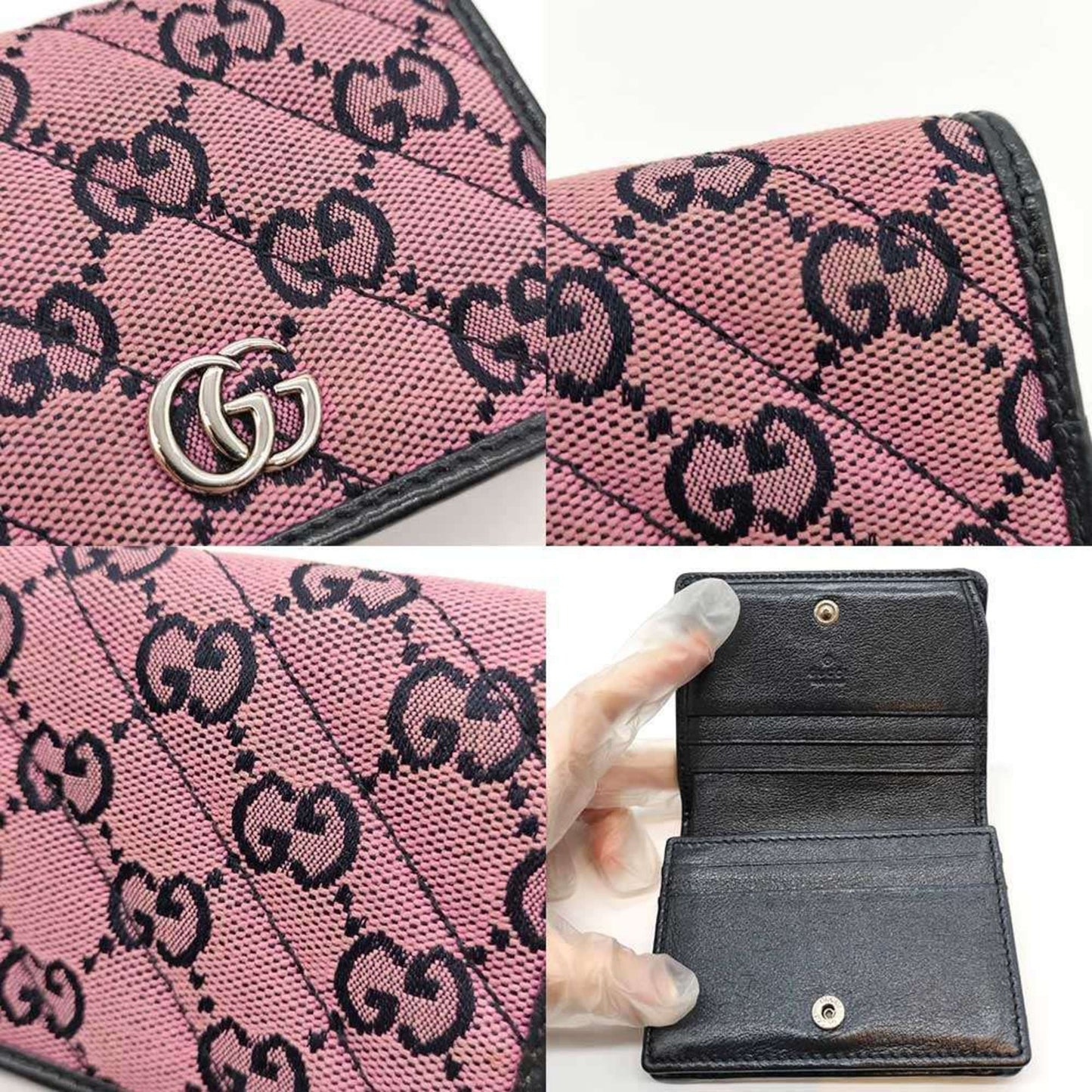 Gucci Pink Gg Canvas Leather Wallet (Bi-Fold) ( )